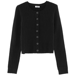 525 America rib knit fitted cardigan buttoned